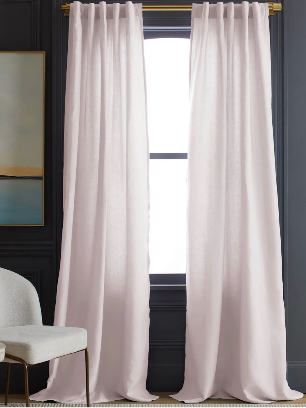 NWOT Quince European Linen Blackout Curtain in Vintage Blush - 48” x 96” - One